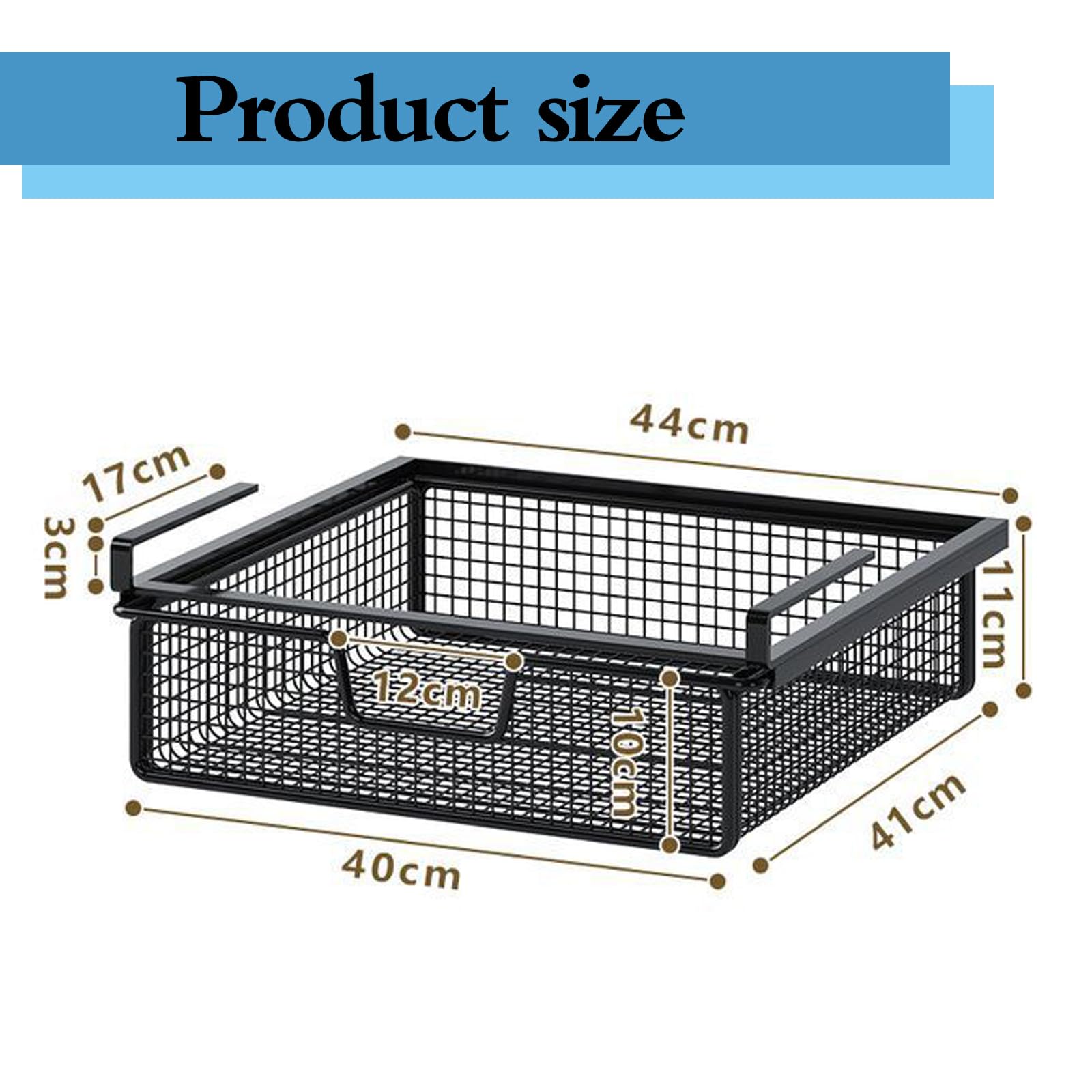 Cesta Colgante Armario,Cestas Colgantes De Metal,Cesta Colgante para Debajo del Armario,Sin Taladrar,Multifuncional,para Cocina,Despensa,Escritorio,Estanterí