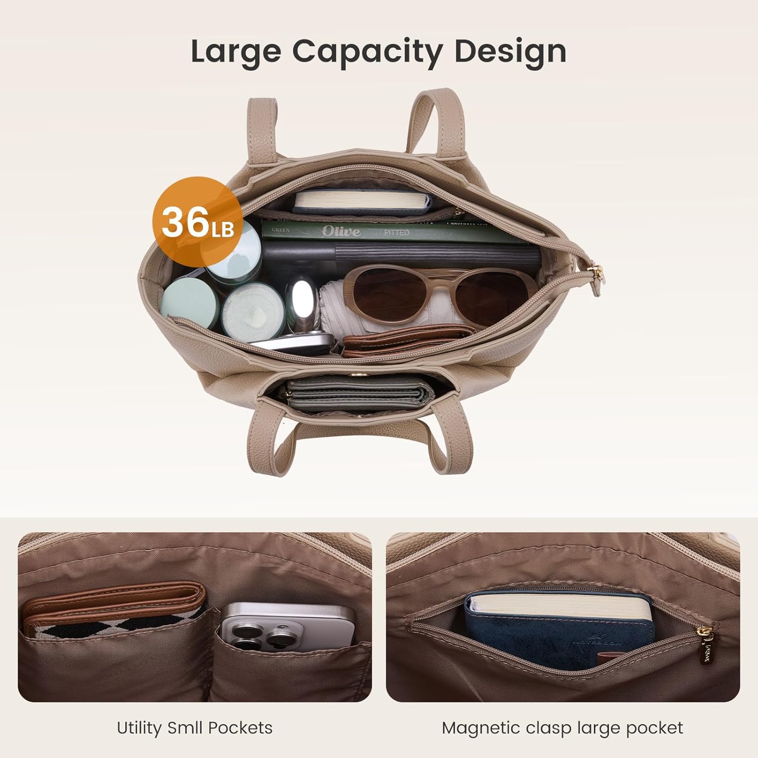 LOVEVOOK Shoulder Bag for Women - Vintage-Style Top Handle Shoulder Bag,Faux Leather Small Purse for Women with Zipper - Image 5