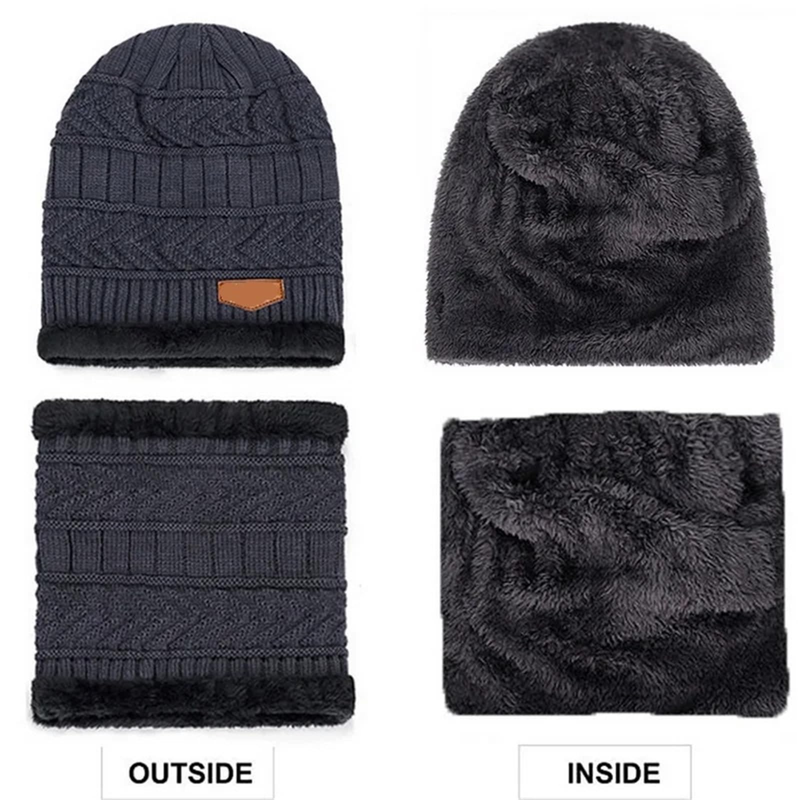 Gorros de punto para hombre y mujer, gorro de terciopelo, bufanda de forro polar coral, para montar al aire libre, cálido, grueso, más protección para el cuello