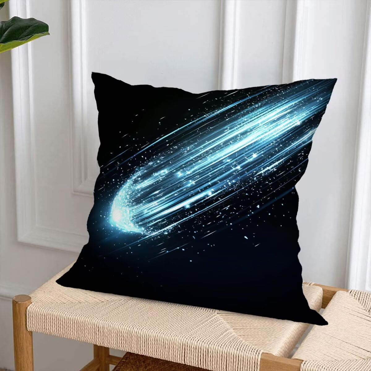 Federe Cuscino Divano 60x60 cm, Nero Cuscini per Divano da Esterno Set da 4, Lino Copricuscini Divanos Impermeabile, Copri Cuscini Meteora Motivo Fronte Retro Stampato per Giardino, Sofá, Balcón, G-1