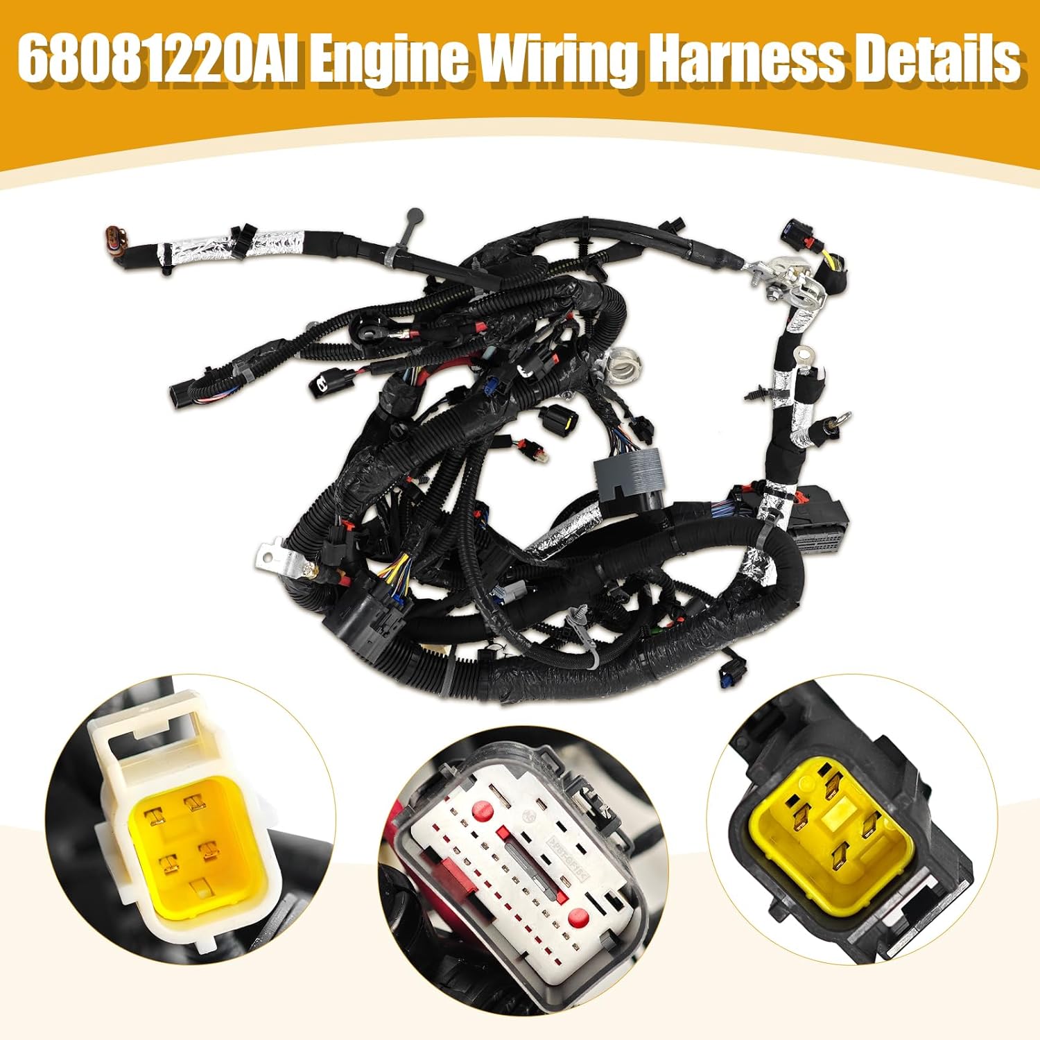 68081220AI Engine Wiring Harness Replacement for Jeep Wrangler JK 3.6L 2012 2013 2014 2015, 68081220AH 68081220AG 68081220AF 68081220AE 68081220AD 68081220AC