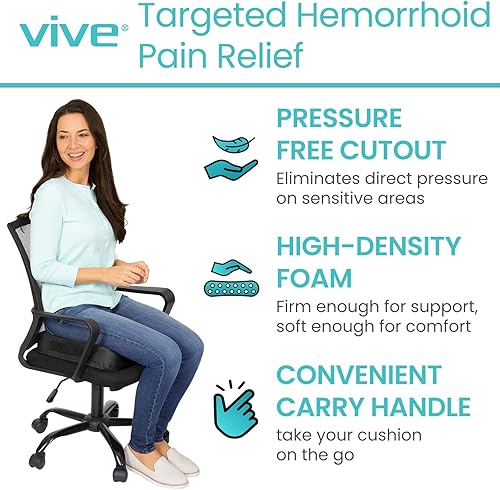 Miniatura 2 de Vive Almohada de alivio del dolor de ciática para sentarse, cojín de coxis para asiento del conductor del automóvil, silla de oficina, escritorio,