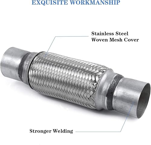 Miniatura 7 de Tubo flexible de escape de 2.5 pulgadas - RP Remarkable Power, tubo flexible de 2.5 ID x 12 de longitud, tubo silenciador universal de servicio