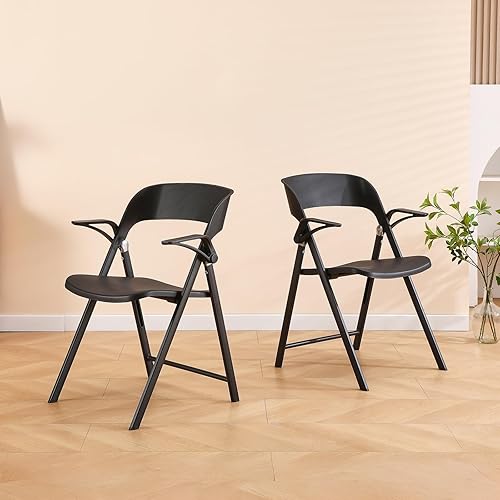 Silla de oficina plegable, sillas plegables de plástico con reposabrazos desmontable, sillas de comedor apilables, silla plegable portátil para
