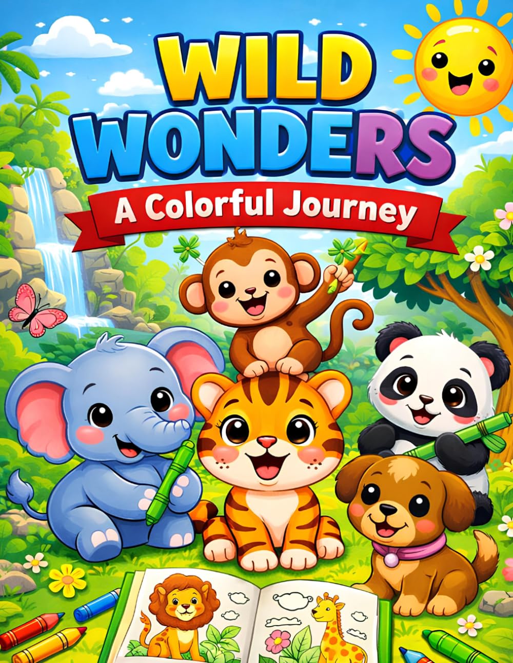 Wild Wonders : A Colouring Journey: Fun and Easy Colouring Pages For Toddlers and Preschoolers Aged 3 to 6