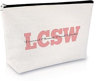 Social Worker Gifts for Women LCSW Gift Makeup Bag Appreciation Gift for Social Work Coworker Friends Thank You Gifts Mental Health Counselor Gift Cosmetic Bag Christmas Birthday Gifts Travel Pouch