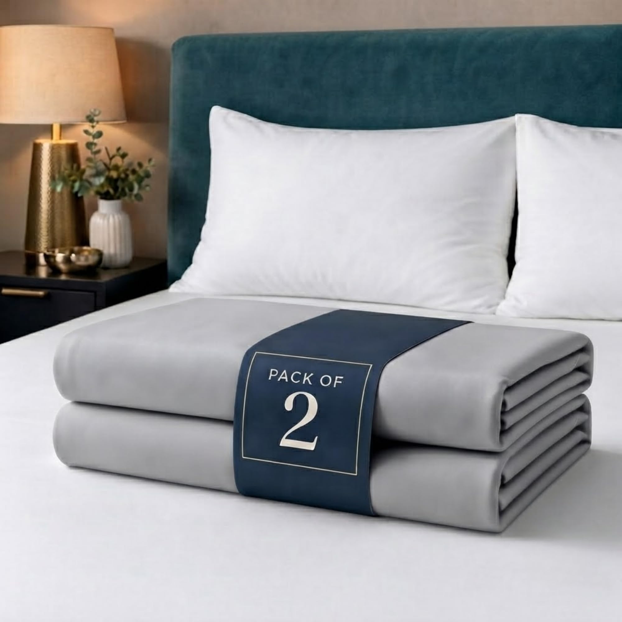 Z&A Bedding Silver Fitted Sheet 2x Single - 30CM Extra Deep Elastic Corners Bedsheet, Soft Brushed Microfibre Sheet, Washable, Shrinkage & Fade Resistant