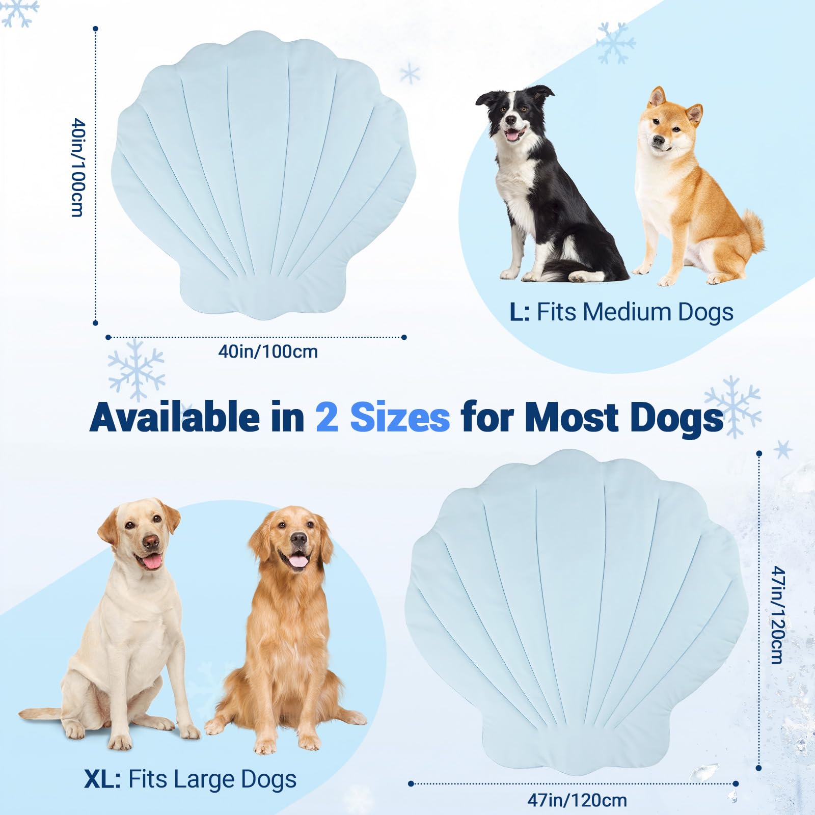 Tappetino Rinfrescante per Cani 100 × 100 cm Grande, Q-Max>0,5 Materassino Autorefrigerante, Doppia Faccia Fresco & Caldo, Lavabile in Lavatrice, Letto Fresco per Gatti,Senza Gel, Cielo Blu