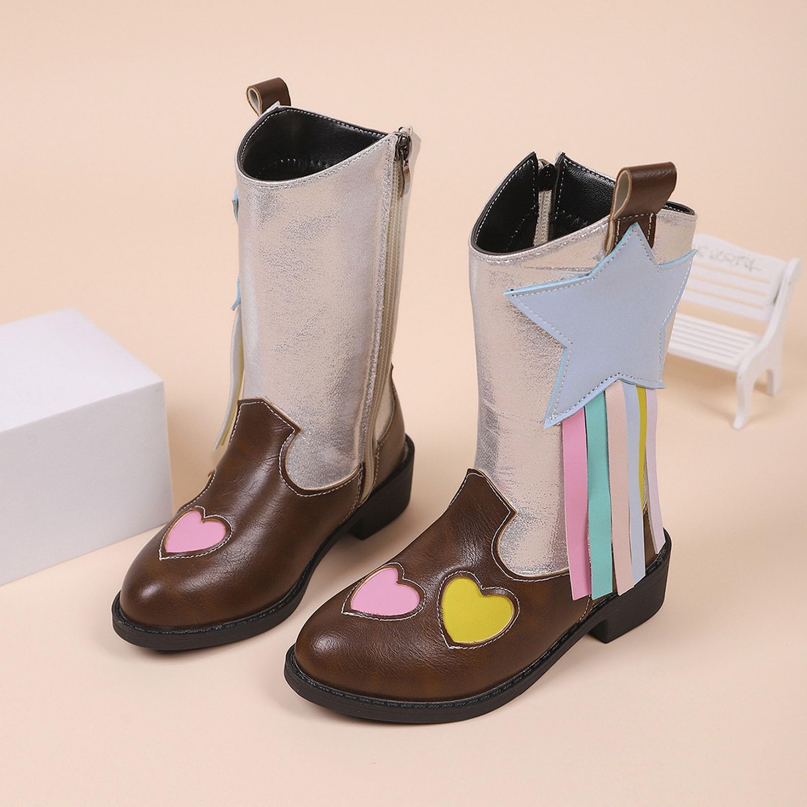 Mädchen Stiefel Liebe Stern Reitstiefel Langschaft Leder Boot