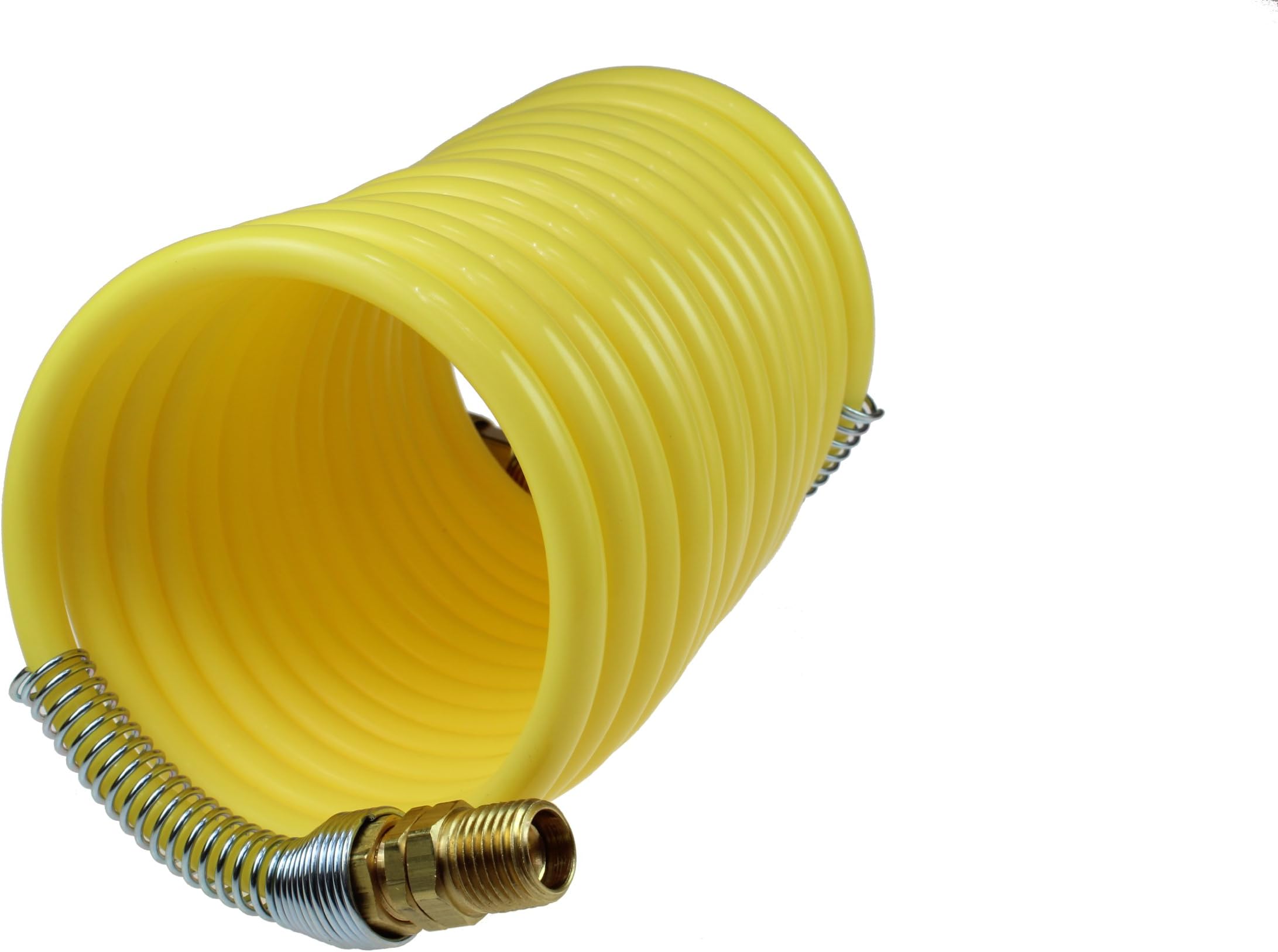 Coilhose Pneumatics N12-25 Coiled Nylon Air Hose, 1/2-Inch ID, 25-Foot Length with (2) 1/2-Inch Rigid Fittings