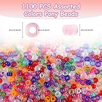 Vista 24 de Pony Bulk Beads - 1100 Pcs for Jewelry & Bracelets Making, Hair & Bracelet Beads (Dark Grey)