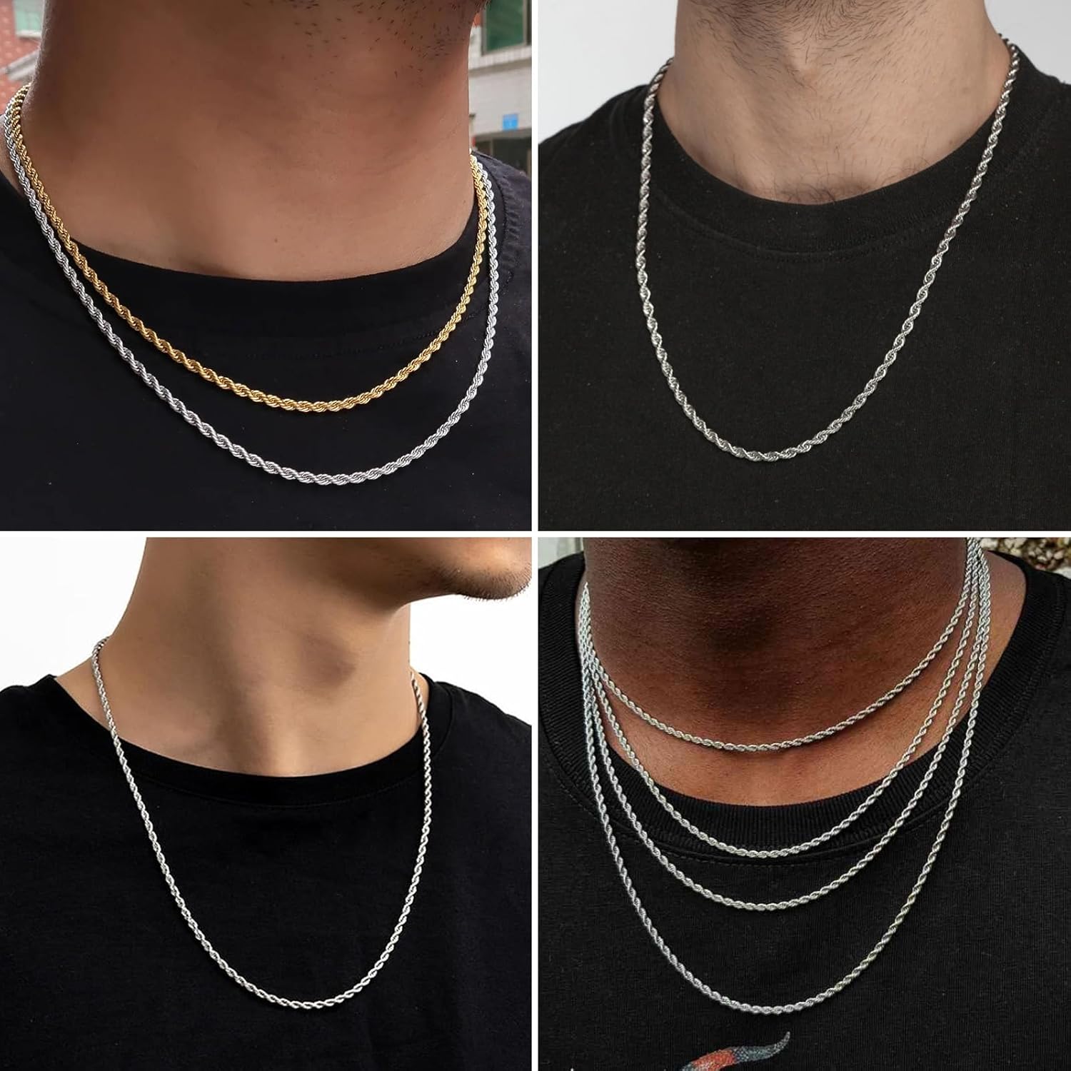 [33FT] Stainless Steel Rope Chains for Jewelry Making, 2.5mm Wide 304 Stainless Steel Twisted Link Chain Roll Bulk for DIY Jewelry Making Craft - Image 4