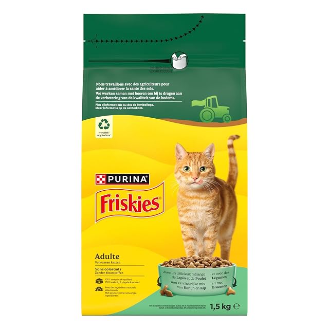 Foto 2 de 8 de FRISKIES con Conejo, Pollo y Verduras - 1,5 KG - Croquetas para Gatos Adultos