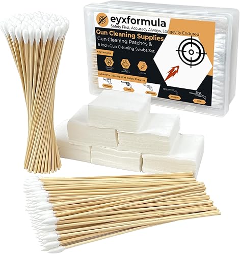Gun Cleaning Supplies - Lint Free Gun Cleaning Patches and 6 Inch Gun Cleaning Swabs Kit - Fit for Most Caliber Firearms Cleaning