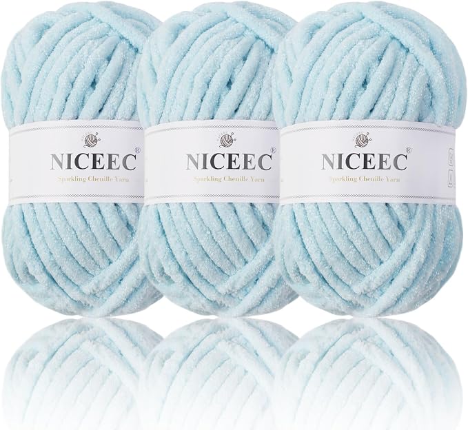Soft Chenille Yarn For Knitting & Crochet - 3 Skeins (Cream White) - Light Worsted Weight, Perfect For Blankets & DIY Crafts - View #8