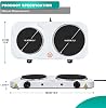 1500W Electric Hotplate Portable Kitchen Table Top Cooker Stove Double Hot Plate 2 Power Levels Electric Stove for for Home, Camping & Caravan Cooking