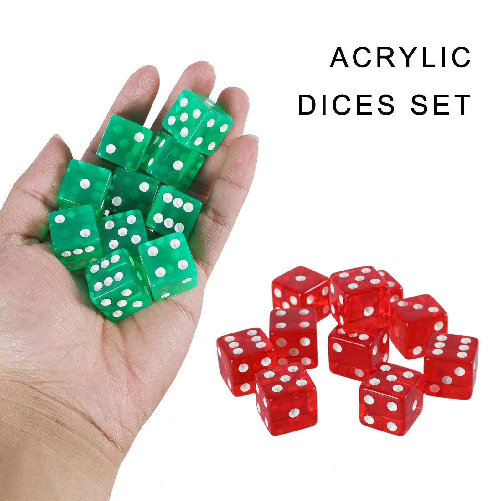 Lpitoy – 10 Dés Vierges Acryliques 16 Mm – Faces Rondes – Pour DIY, Jeux, Apprentissage