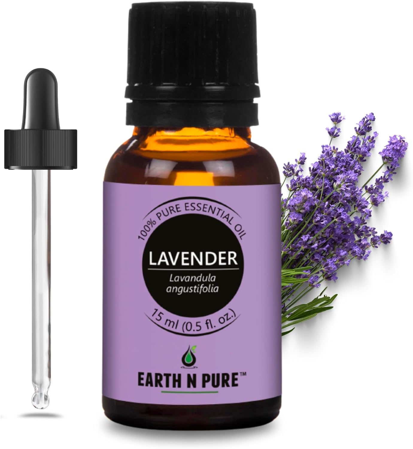 Earth N Pure Lavender Essential Oil Natural and Therapeutic Grade with Glass Dropper -15 ml