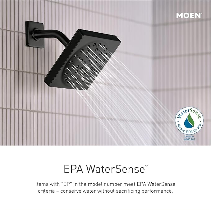 Kit de grifería para ducha Moen T2692EPBL Voss con regulador de presión Posi-Temp y cabezal Eco-Performance, válvula no incluida miniatura 5