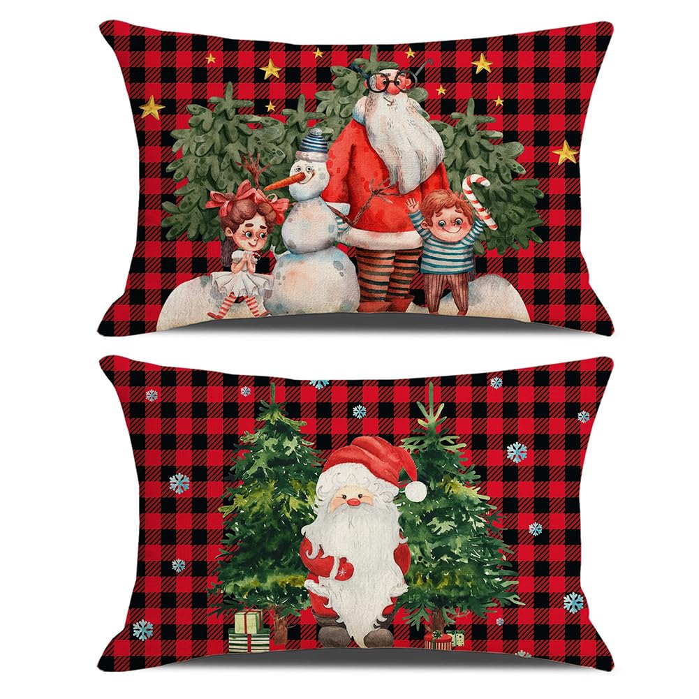 2Pcs Fundas De Almohadas Navideñas, Cojines Rectángulo 50x30Cm, Decorativos Para Sofá, Lino, Decoración Hogar (Estilo-B)