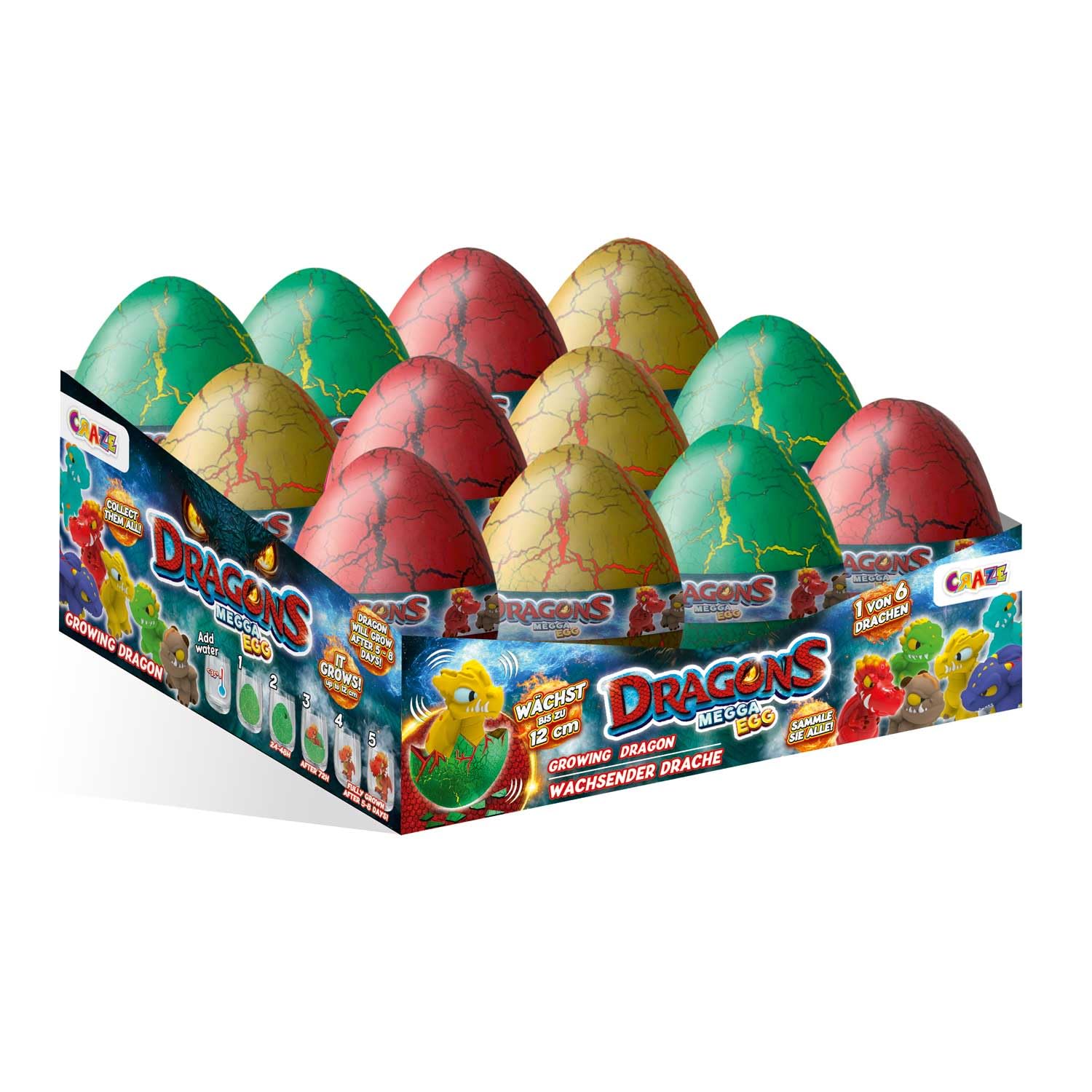 Mini Dragons – 12er-Set Drachen Eier zum Schlüpfen & Wachsen | 6 Verschiedene Drachen Überraschungen | Magisches Dragons Spielzeug | Ostergeschenke Kinder