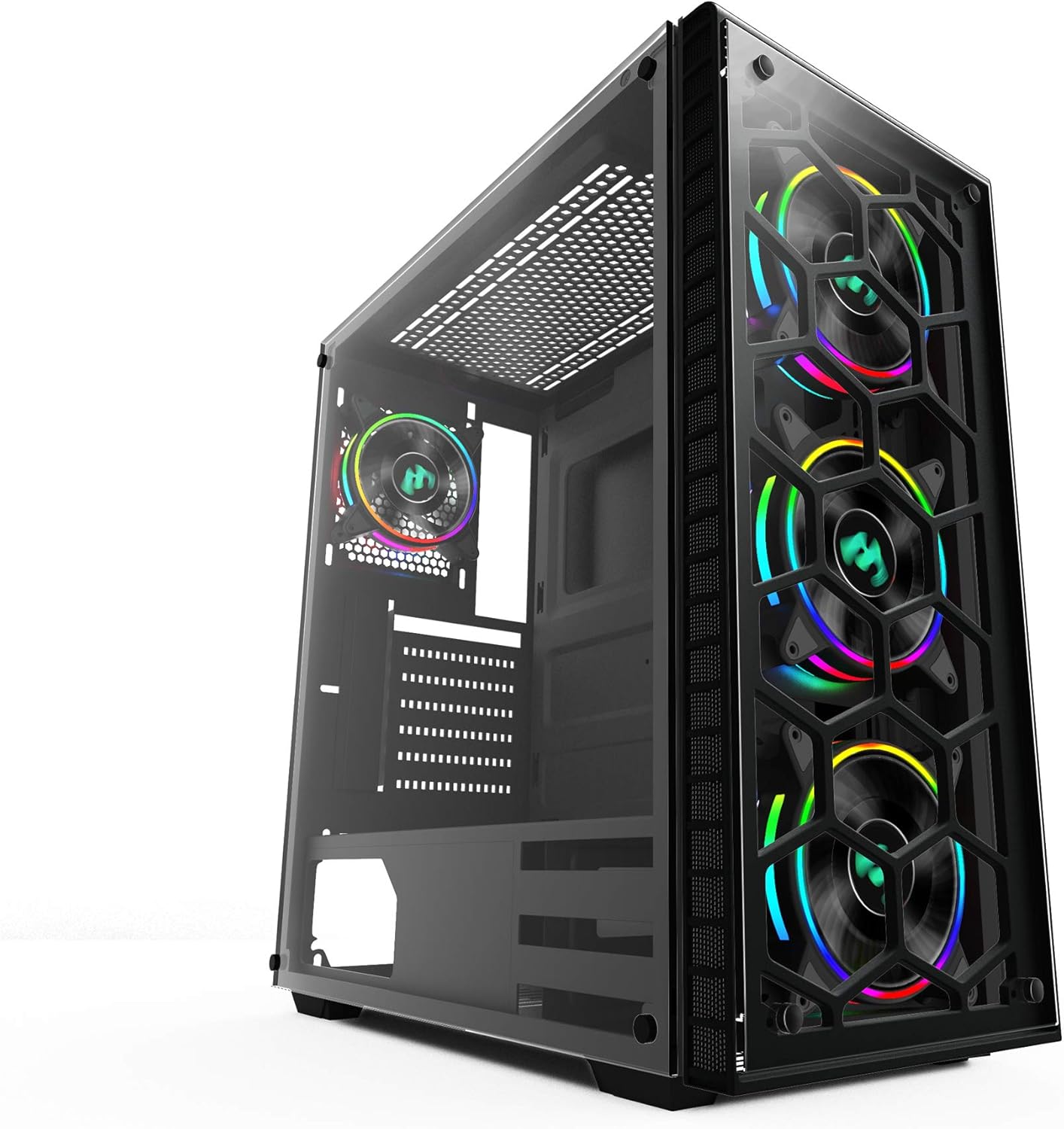 Amazon.com: MUSETEX 903-S4 ATX Mid Tower Gaming Computer Case Tempered ...