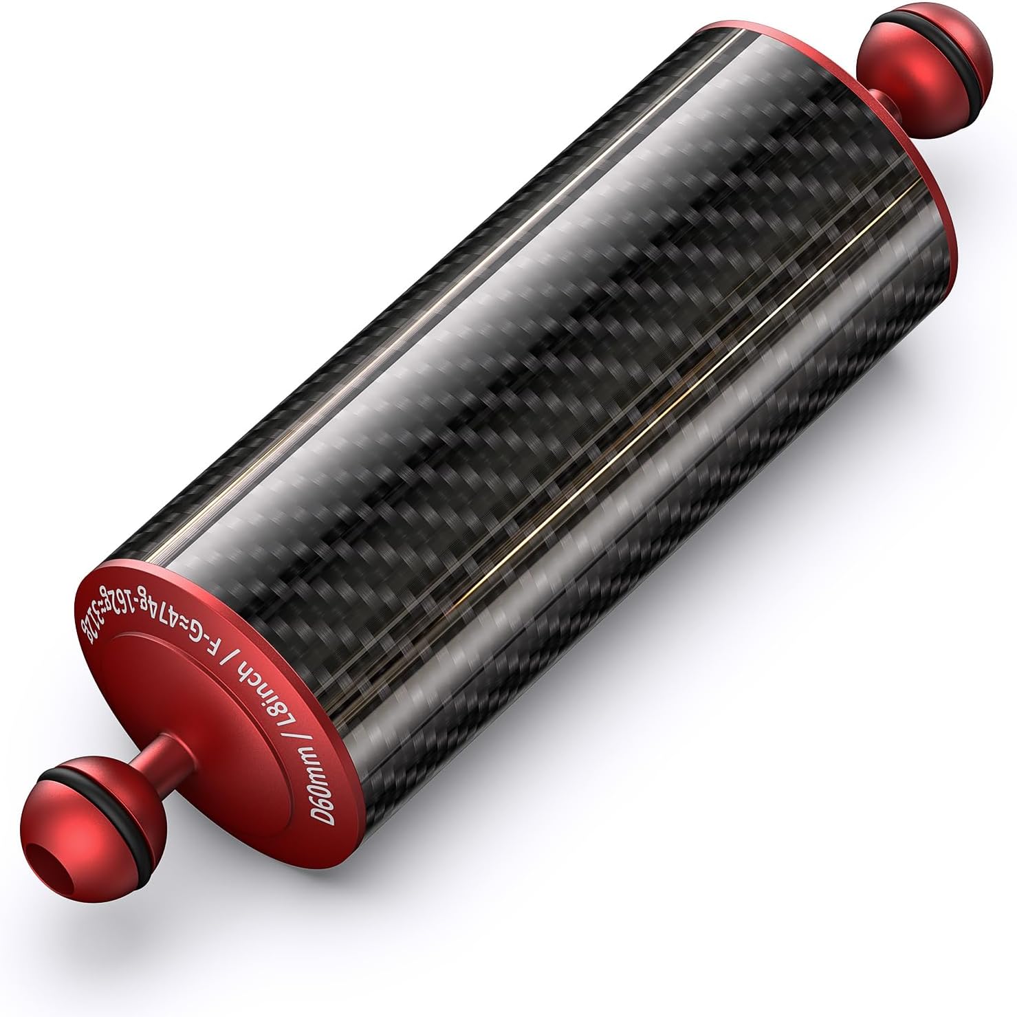 Carbon Fiber Underwater Float Arm with Dual Ball Mounts for Photography and Video, Compatible with Diving Trays, Video Lights, Strobes (red, 60mm8')