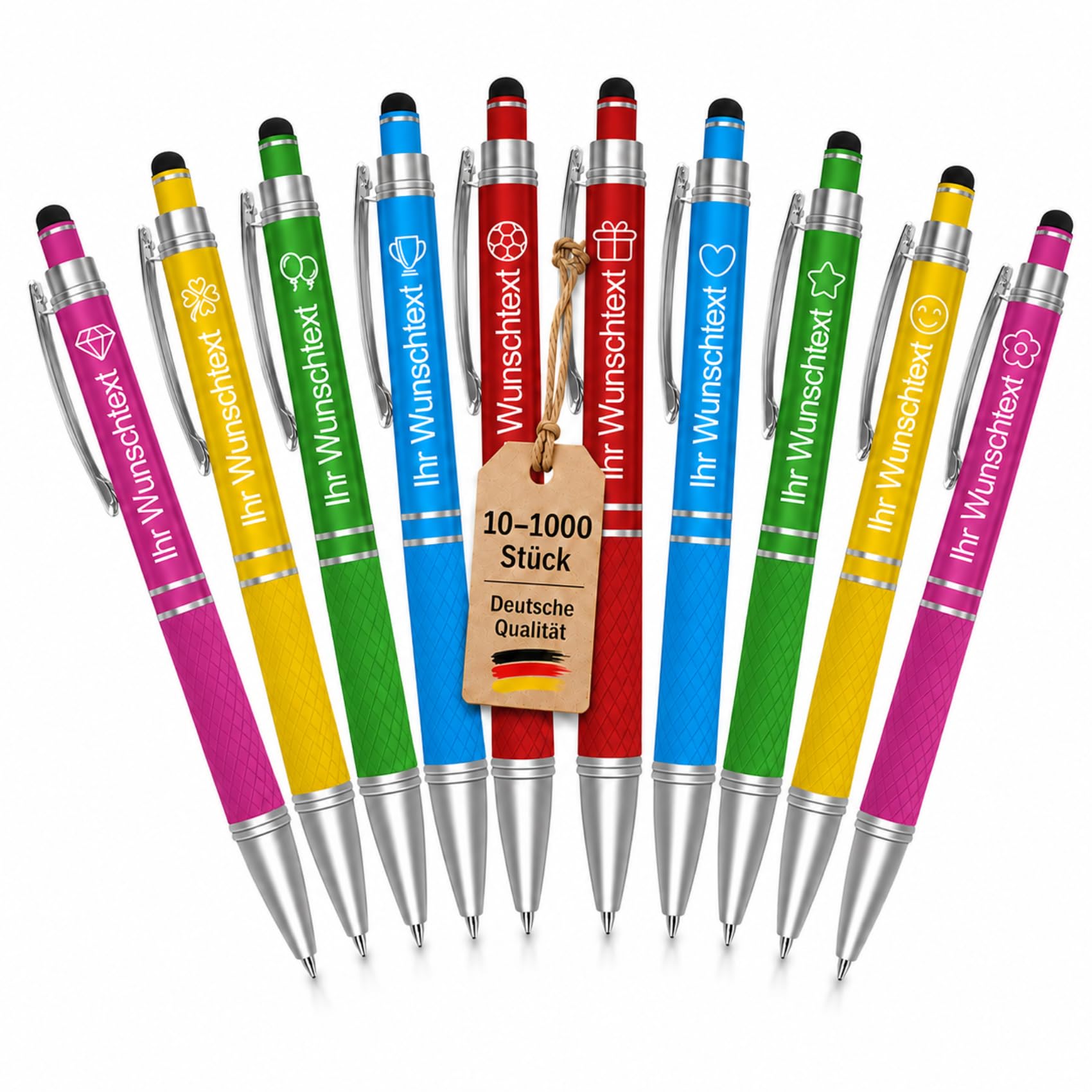 Homewit 50 Kugelschreiber Personalisiert 5 Farben mit Touchpen für Messen