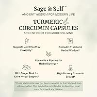 Vista 2 de Sage & Self Cápsulas de curcumina de cúrcuma – 95% extracto de curcumina con jengibre, boswellia y pimienta negra – 1000 mg por porción – Suplemento