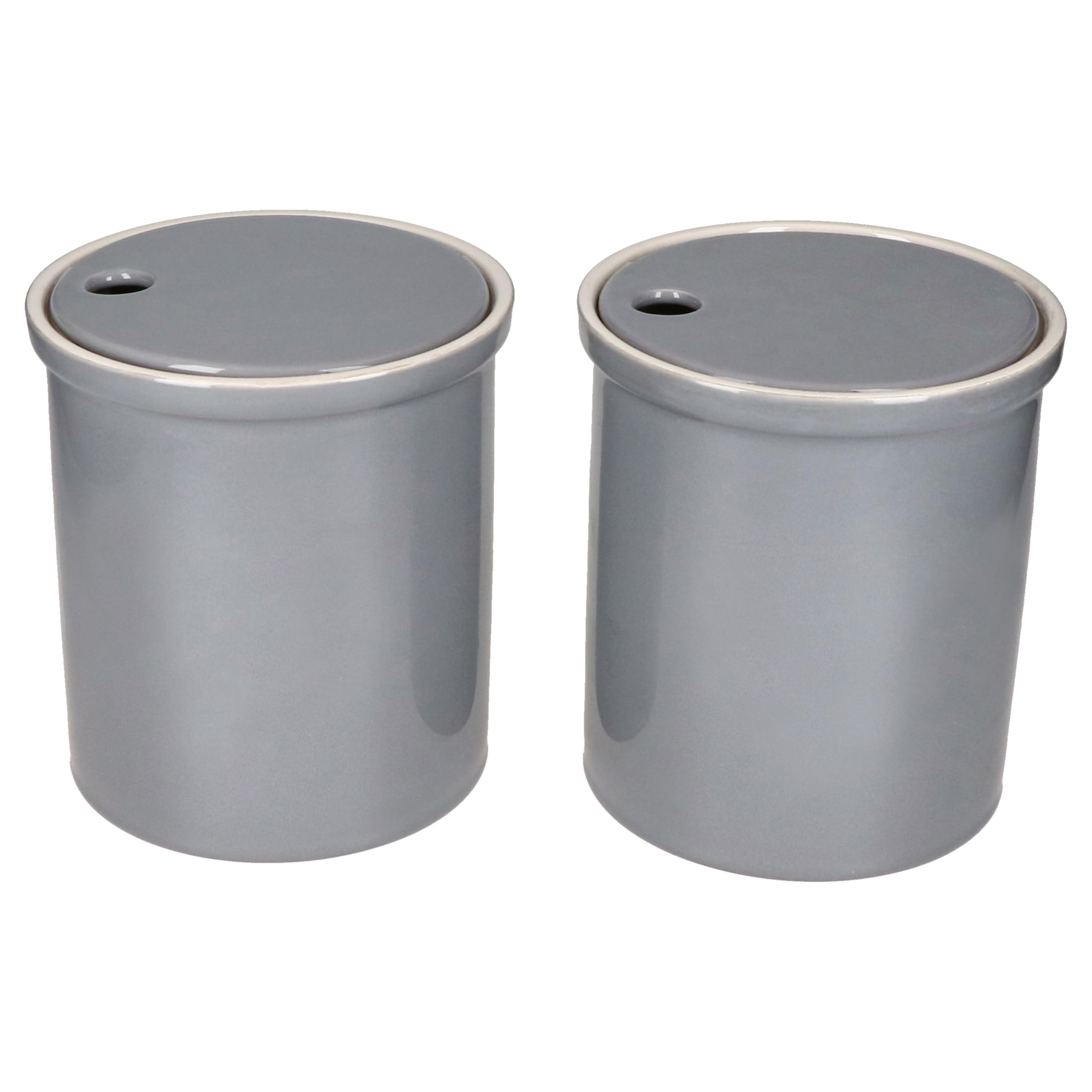 MamboCat Oskar - Set di 2 contenitori per cipolle con coperchio in argilla bianca per la vostra cucina, elegante scatola cilindrica per verdure, ideale per conservare a lungo