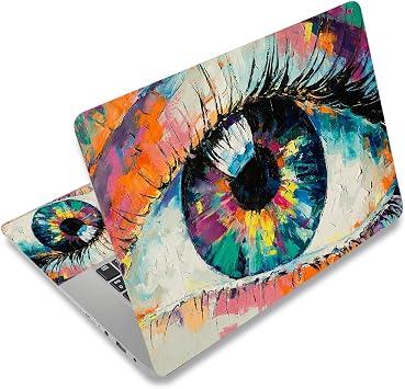 Laptop Decal Sticker Skin Cover, 11.612" 13" 13.3" 14" 15" 15.4" 15.6 inch Laptop Netbook Universal Vinyl Skin Sticker Cover Waterproof Notebook PC Protector 2 Wrist Pad Included, Evil Eye