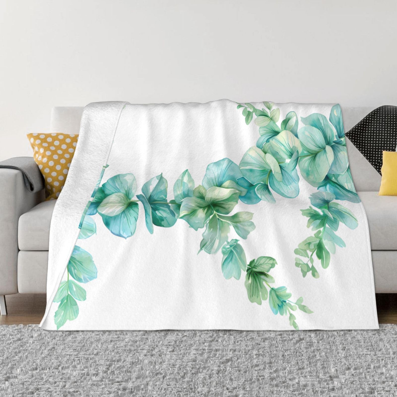 Couverture en flanelle PHAYAH branches de baies 203x152 cm pour lit