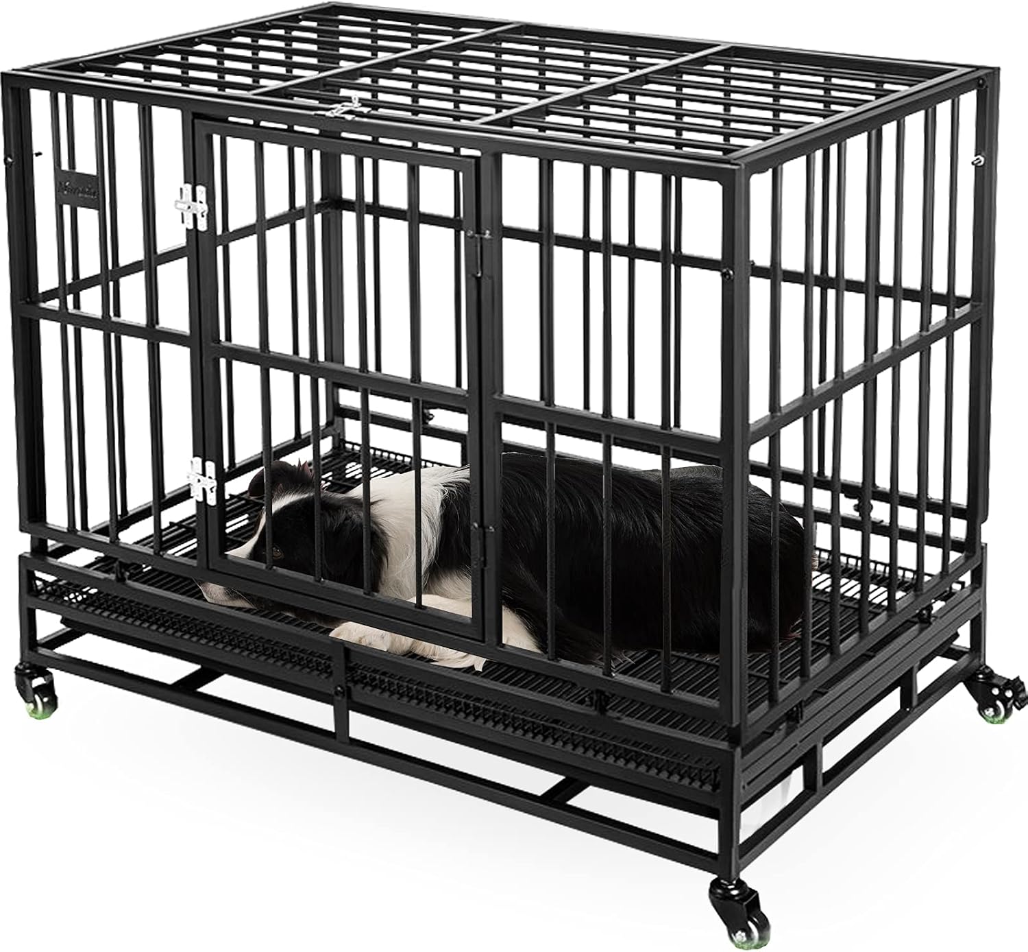 Marada Heavy Duty Metal Dog Cage Kennel Crate and Playpen for Training Large Dog Indoor Outdoor with Double Doors & Locks Design…