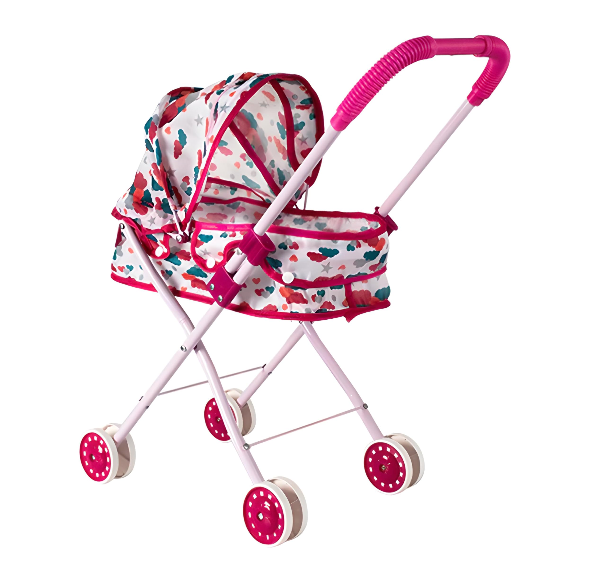 Passeggino per Bambole con Cappottina Pieghevole Metallo Plastica Carrozzina Richiudibile per Bambine Giocattoli Bimbe Passeggino per Bambole Passeggino Carrozzine (CARROZZINA METALLO IN SCATOLA)