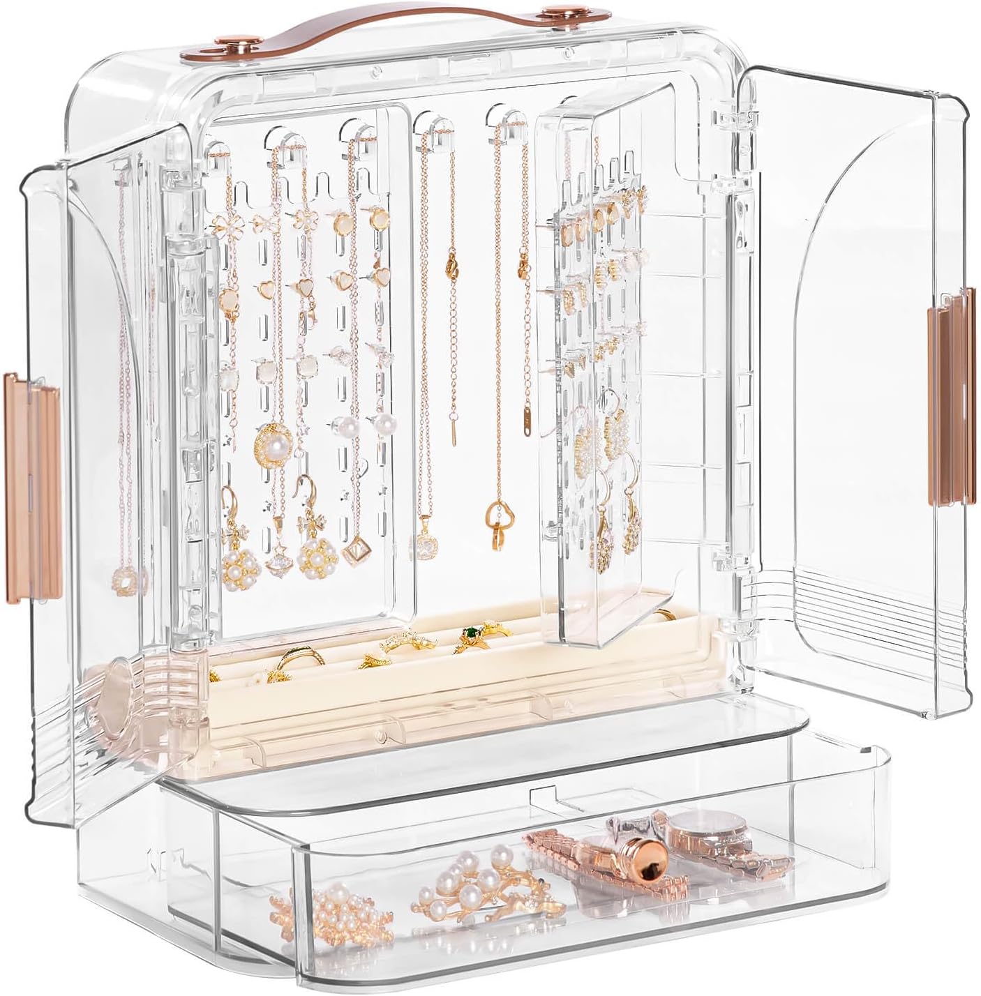 Homde Women Acrylic Jewelry Box: Clear Organizer Holder for Earring Necklace Ring - Gift for Yound Women