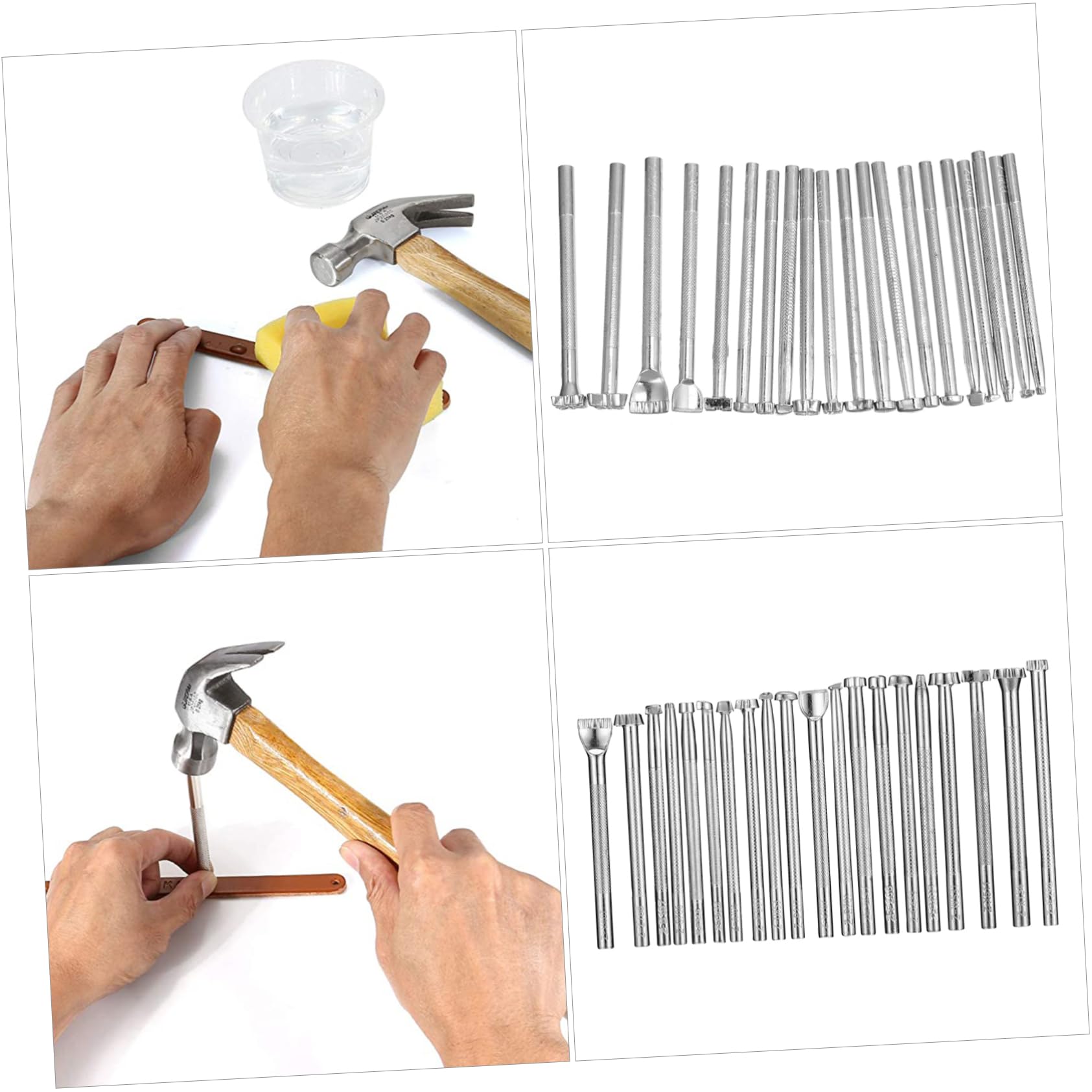 IWOWHERO Juego De Herramientas Para Cuero 20pzas Estampación De Artesanía Cuero Molde De Grabado y Tallado Kit De Impresión De Patrones
