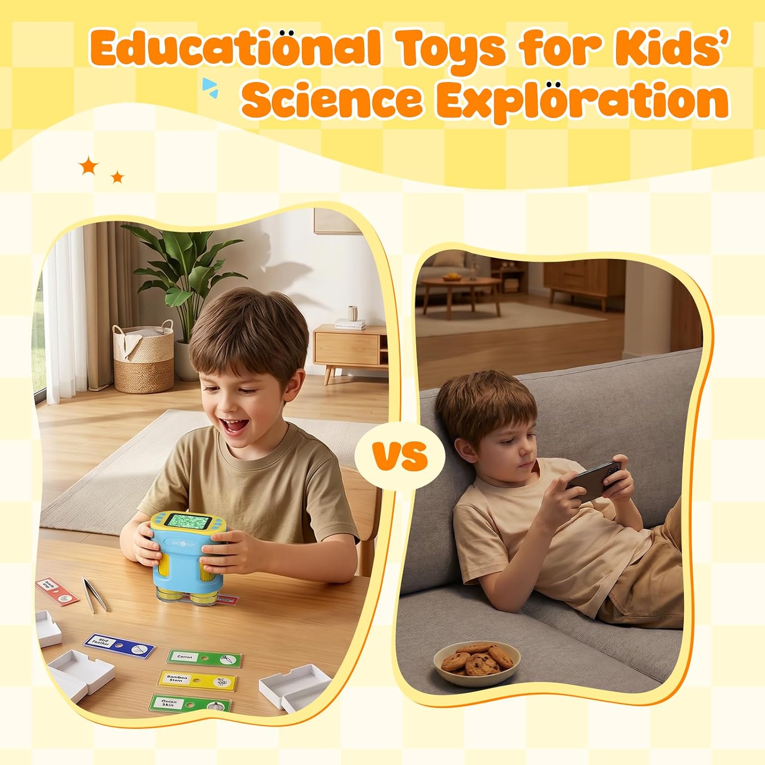 Handheld Microscope for Kids - HTVRONT 1000X Kids Microscope 2.0" HD Screen | 2-in-1 Microscope & Telescope, Kid-Friendly Operation, 4-Hour Extended Battery, Ideal Educational STEM Gift for Kids 3-12