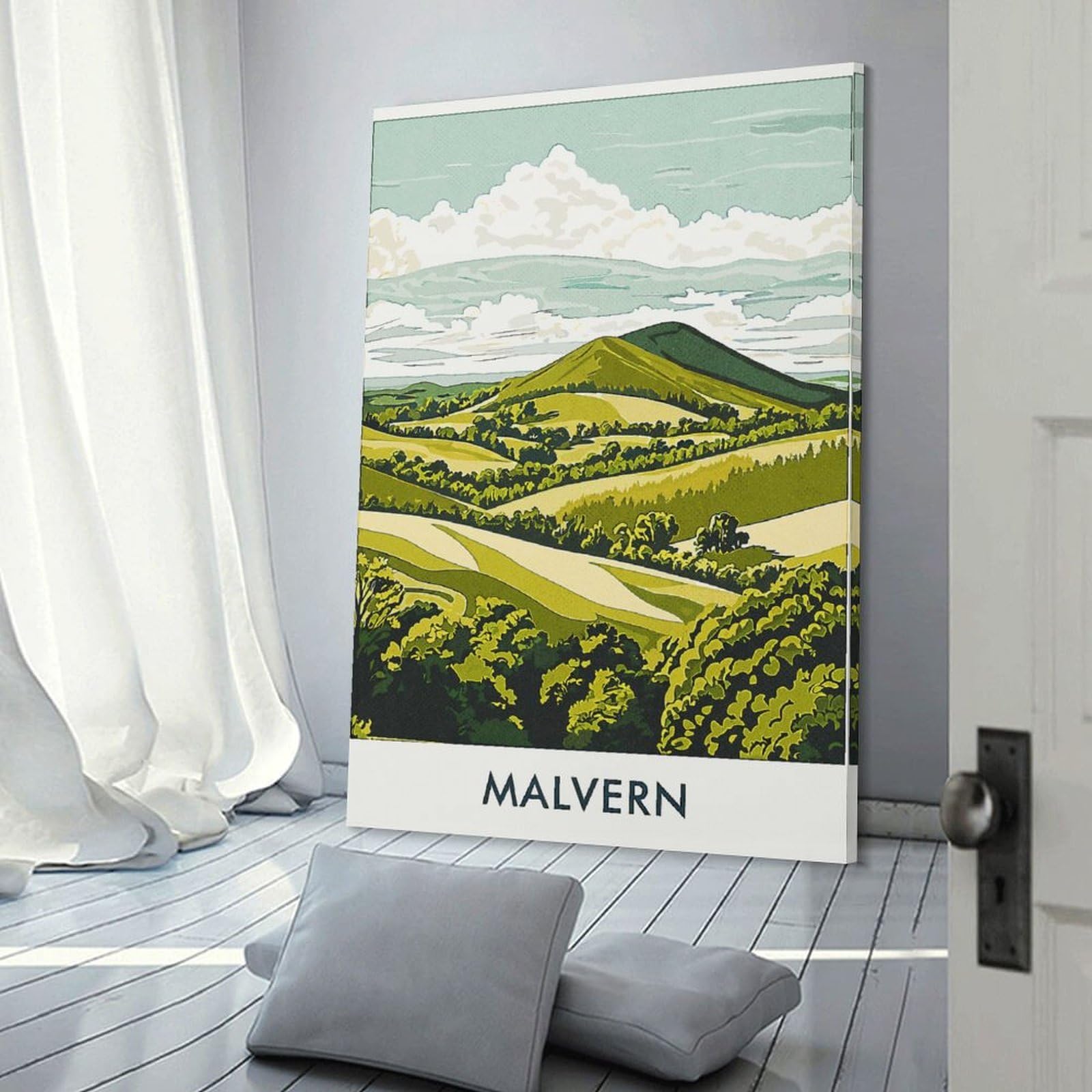 Junmoney Malvern Hills Landscape Canvas Wall Picture, 20x30inch(50x75cm), for Wall Displays, Bedrooms Or Room Updates, Wall Decor Suited to Curated Displays