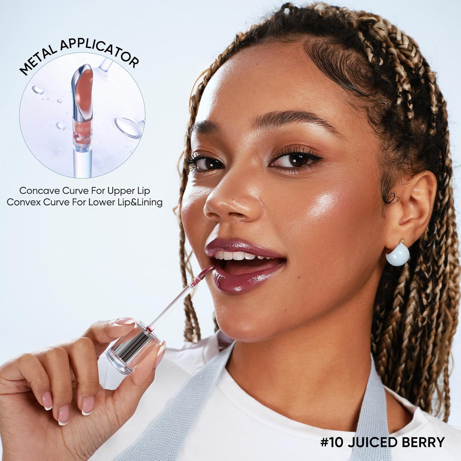 JUDYDOLL Ice Watery Lip Gloss, Moisturizing Liquid Lipstick with Hyaluronic Acid & Collagen, Non-sticky, No transfer Long-lasting Mirror Lip Glazes with Iron Applicator (#07 Cherry Fizz, 2.4 grams) - Image 5