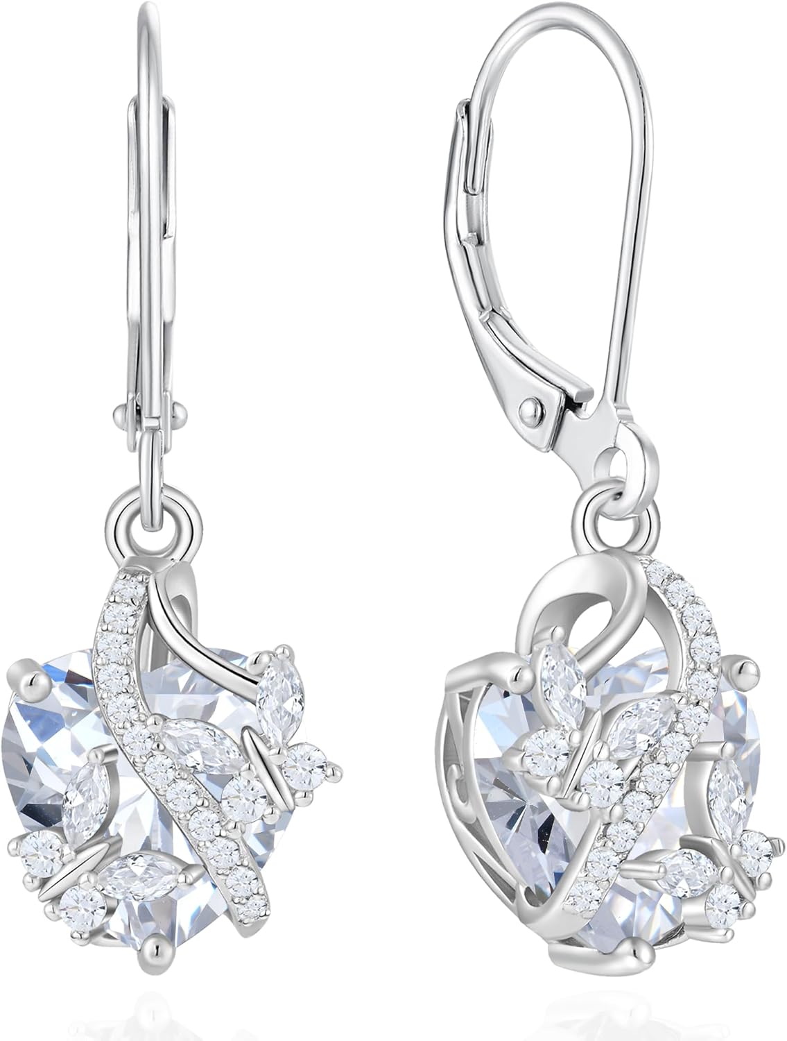Butterfly Earrings for Women 925 Sterling Silver Heart Earring Birthstone Jewelry