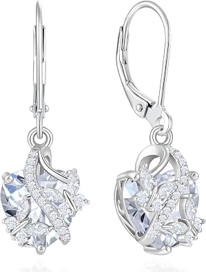 Butterfly Earrings for Women 925 Sterling Silver Heart Earring Birthstone Jewelry