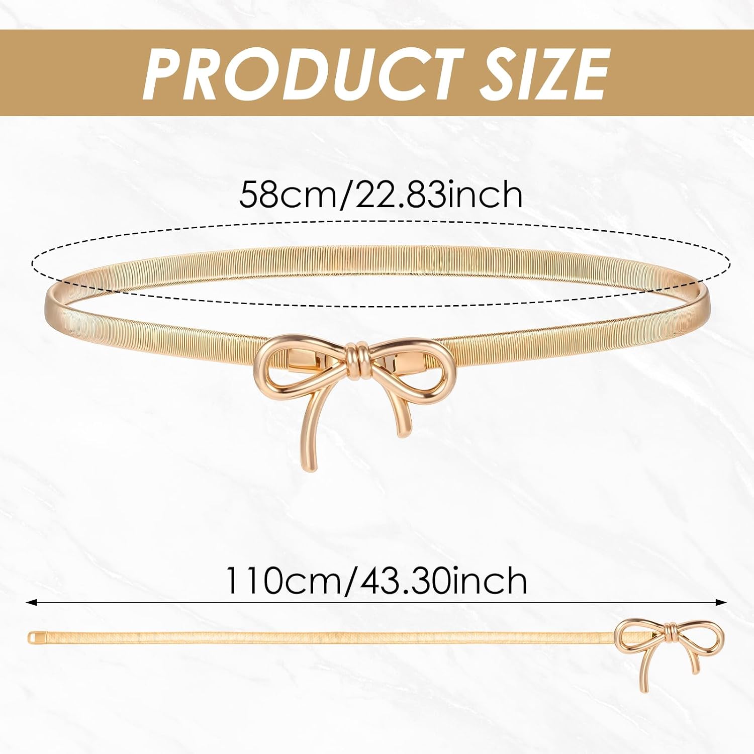 Yolev Gold Waist Belt For Women Dresses Metal Skinny Belts Adjustable Chain Dress Belt Waistband For Jeans Shirt