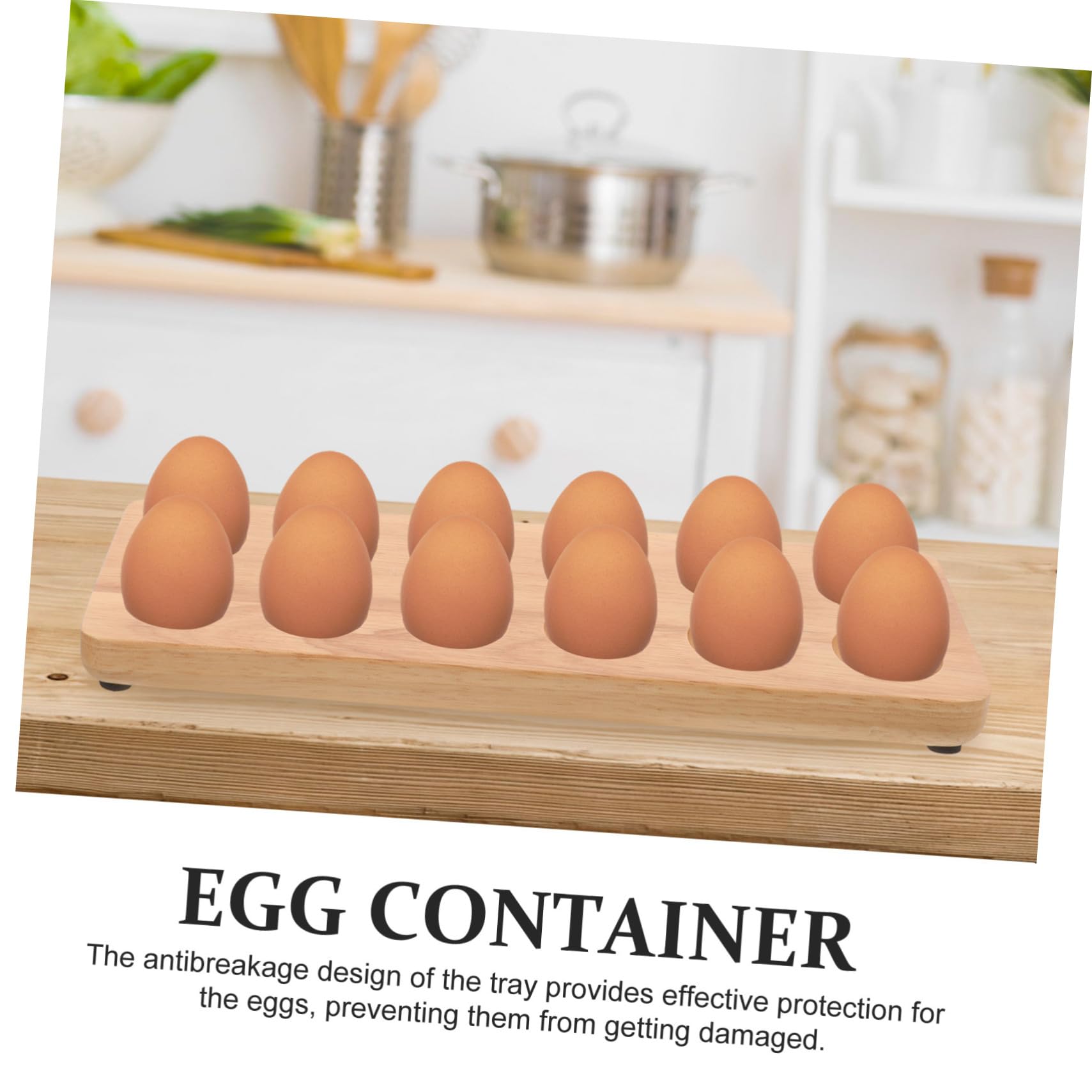 ARTIBETTER Wood Egg Tray Egg Storage Base 12-hole Egg Holder for Fridge Egg Fixing Holder Egg Stand Rack Home Kitchenware