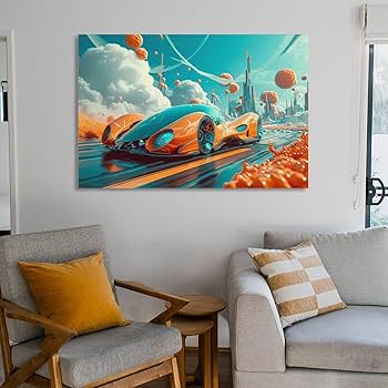 アメ車 アートパネル 油絵風 絵画 壁面装飾 3Dパネルアート