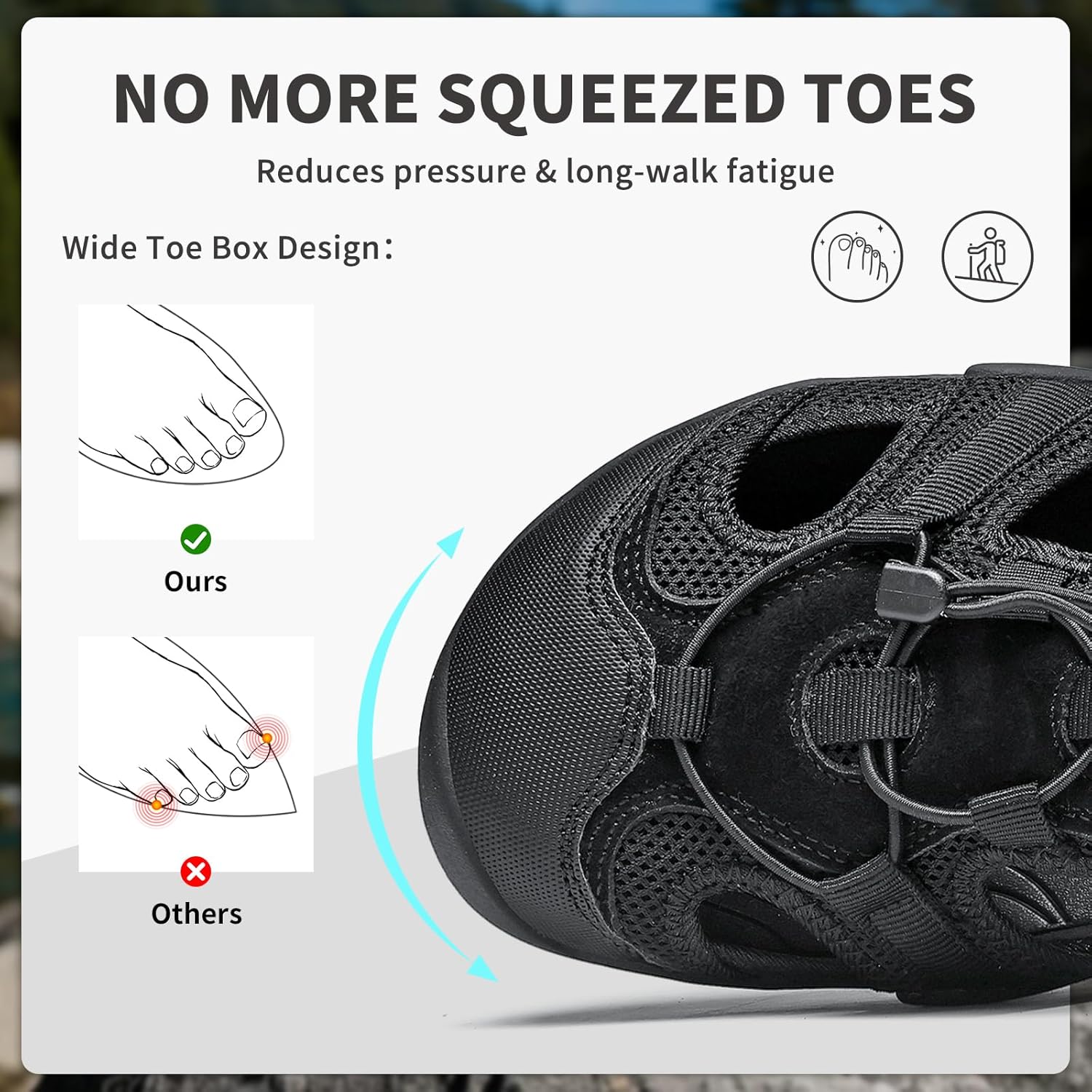 ziitop Mens Hiking Sandals Wide Outdoor Sport Closed Toe Walking Sandal Quick Dry Non-Slip Summer Fisherman Barefoot Beach Water Shoes