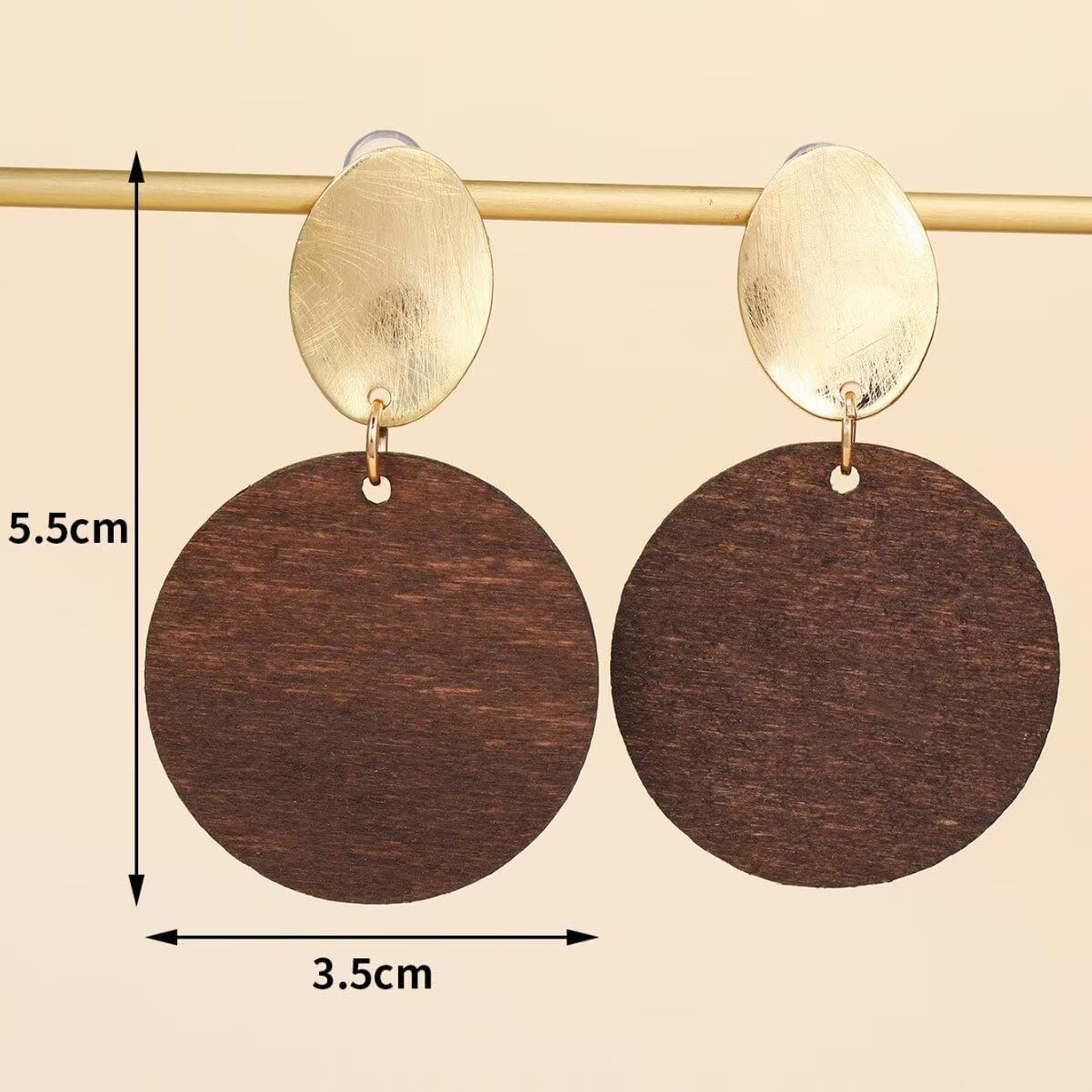 Vintage Round Disc Drop Earrings for Women Boho Geometric Circular Dangling Earrings Fashion Jewelry for Party Prom Brown-B image 3 of 5 B0FBGDFSPZ