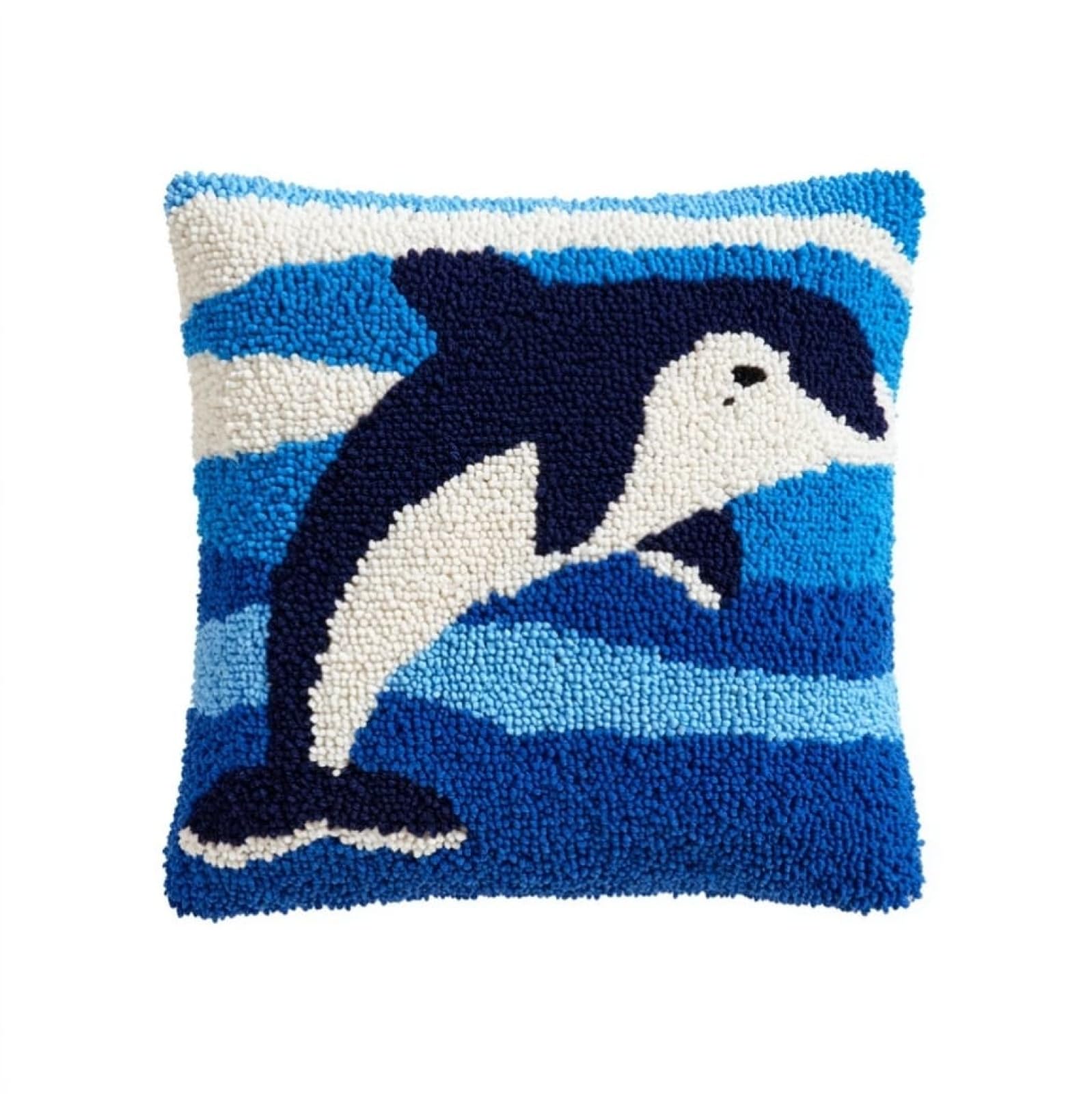 WallustrioaW Latch Hook Pillow Cover Making Kit 43x43cm,Cute Dolphins