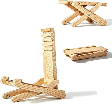SPIKE 2-in-1 Guitar Stand & Footstool, Adjustable Foldable Wooden Stand for Classical & Nylon String Guitar, Solid Ash Wood, Compact & Portable