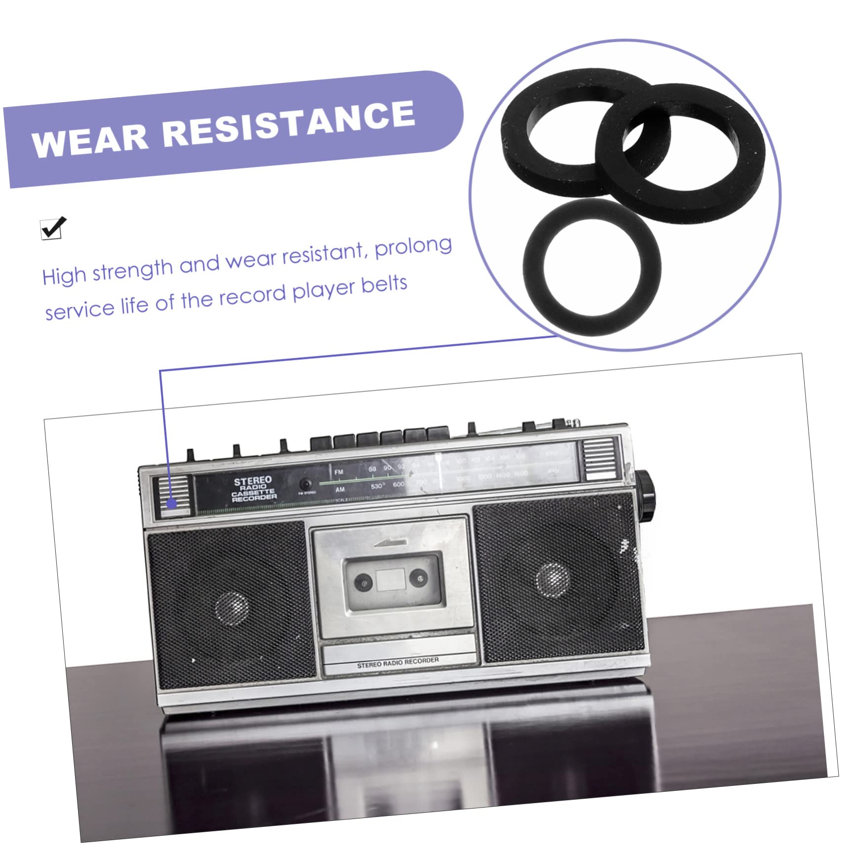 BELLIFFY 15 Pcs Cassette Tape Machine Rubber Belt Cassette Deck Belts for Recorder Repair