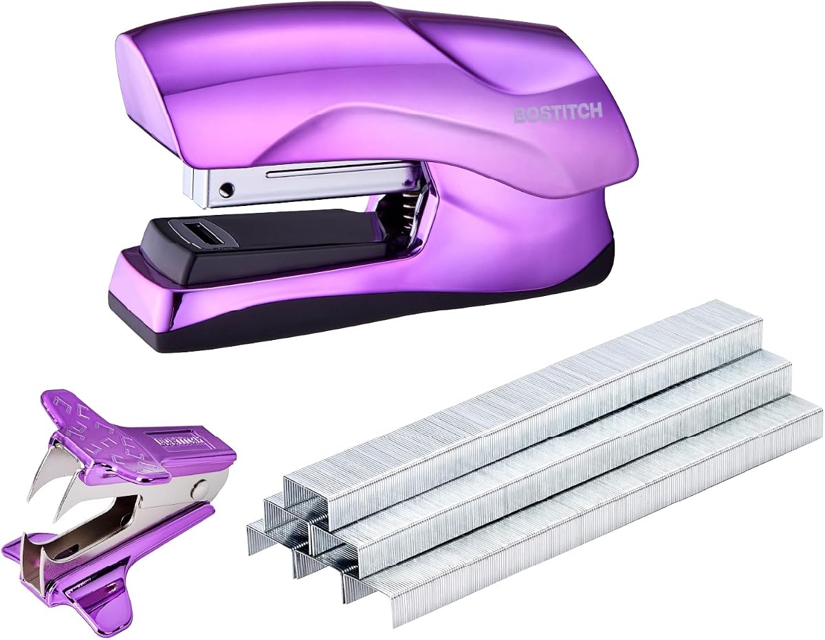 Bostitch Paquete económico de grapadora resistente, capacidad para 40 hojas, color morado metálico